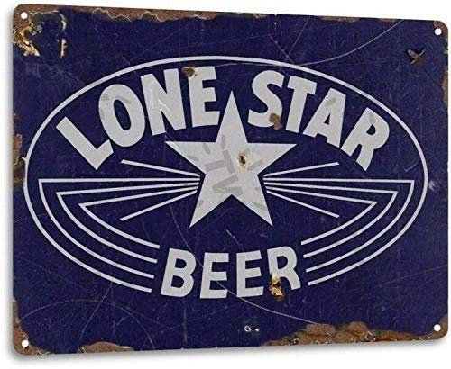 Keviewly Lone Star Beer Texas Retro verwitterte Wanddekoration Bar Man Cave 30,5 x 40,6 cm Metall-Blechschild Plakette Poster