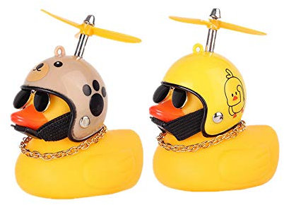 YGMXZL 2PCS Gelbe Ente Auto Ornamente,Gummiente Dekorationen,Kleine gelbe Ente Autodekoration,Gummiente Spielzeug für Auto Motorrad Fahrrad Mountainbike(Stil 1)