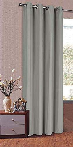 Gardinenbox Vorhang Schal Schlaufen Blickdicht Microsatin Lichtdurchlässig Kräuselband Uni Matt, Hellgrau, HxB 225x140 cm
