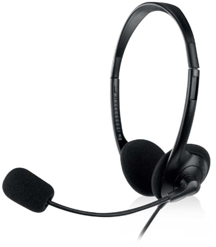 Ewent EW3568 Leichtes USB Headset mit Mikrofon für PC,Lautstärkeregler und Stummschalter für Mikrofon und Headset,USB Anschluss,Kabel 2,1m,Plug&Play für PC,Laptop,MacBook,Skype - Schwarz