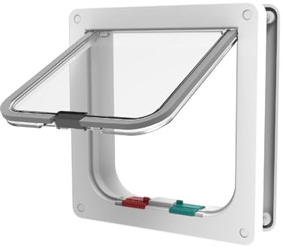 Hakuna Pets Katzen- und kleine Haustiertür, klein, weiß, für Haustiere bis zu 5 kg