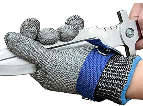 Gant Anti Coupure WXYZ Gants résistants à la Coupe en Treillis métalliques Lourds, Confortables Gants de Travail de sécurité Respirant antidérapants, boucherie, Transformation des Aliments
