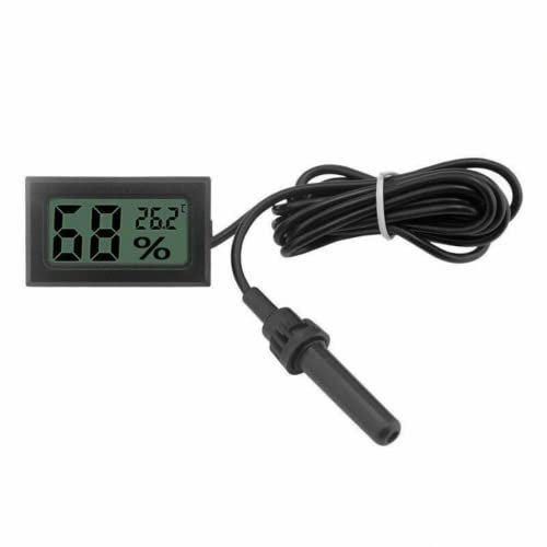 Fasizi Termometro e igrometro digitale 2 in 1 con schermo LCD integrato con esterno per incubatrice per rettili, acquario, pollame - nero