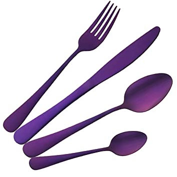 Buyer Star Besteckset 16-teilig Edelstahl lila Besteck Utensilien Set Besteck Utensilien Geschirr für 4 Personen