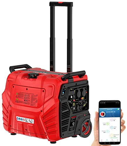 revolt Stromaggregat: WLAN-Benzin-Inverter-Generator, 4.200W, 2X 230 V, 2X 12 V, 2X USB, 13l (Notstromgenerator, Notstromagregat, Balkonkraftwerk)