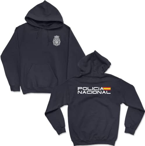Sudadera de la Policia con el escudo nuevo. Cuerpon Nacional de Policia. Policia española. Regalo para opositor. Opositor policia. Spanish Police. UIP. UPR. GAC. Zetas Policia. (XXL, Azul con capucha)
