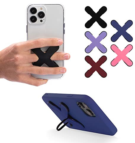 Aiklo - Soporte y Agarre Móvil Stix Grip de Silicona Ultrafino, Color Aqua Blue, Ergonómico, Anillas para Apoyar en Horizontal y Vertical, Accesorio Universal, Compatible con Carga Inalámbrica