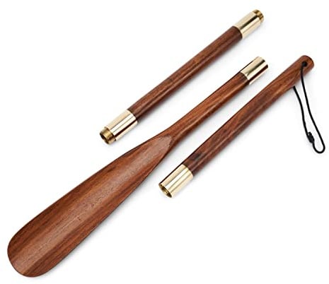 NKlaus Maritim Schuhlöffel 70cm dreiteilig aus Holz und Messing gold | Das Produkt entspricht der im Titel genannten Ausführung