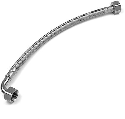 Xcel Home WRAS-zugelassener Ellenbogen 1/2 (90 °) x 1/2 BSP x 300 mm, flexible Rohrverbinder, 2 Größen – Einzelrohr, gebogene, geflochtene Flexi-Rohre aus Edelstahl für Kessel, Sanitär, Badezimmer,