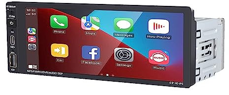Estéreo para Auto 1 DIN con CarPlay inalámbrico Android Auto Pantalla táctil de 6.9 Bluetooth Radio para Auto Compatible con FM Am RDS Radio Mirror Link USB Tipo C Control de Voz