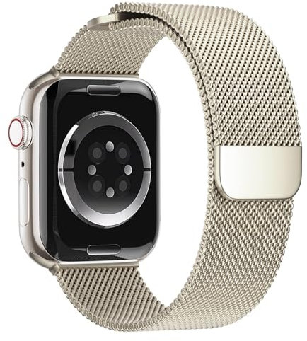 Magnet für Apple Watch Armband 45mm 44mm Ultra 49mm 41mm 40mm iWatch Armbänder 46mm 42mm 38mm Herren/Damen,Metall Edelstahl Milanaise Band für Apfelband Series 10 9 8 7 6 5 4 3 2 Se 2nd Ersatzarmband