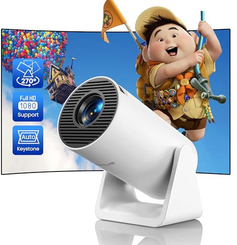 【Auto Keystone】 Mini Projecteur 4K 1080P FHD Supporté, Courte Focale Portable Vidéoprojecteur WiFi Bluetooth avec Angle 270° Zoom 85% Projecteur Vidéo WiFi Home Cinéma/Extérieur PS5/TV Stick HDMI USB