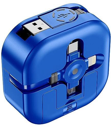 Câble de Charge Multi,Câble Multi Charge 3 en 1 de 1,2m,Câble USB Rétractable,Charge Rapide,Transfert de Données Port avec Lightning/Type-C/Micro-USB pour Téléphone Portable,iPhone,Galaxy,PS,Tablette