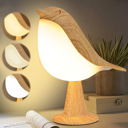 LED Vogel Tischlampe, 3 Modi LED Tischlampe Nachttischlampe Dimmbar Tischlampe Nachttischlampe mit Aromatherapie Leselampe mit USB Typ-C Anschlüssen für Wohnzimmer, Schlafzimmer