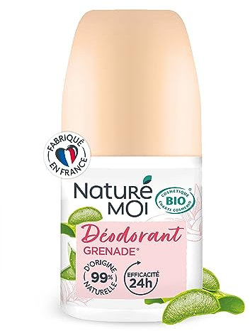 Naturé Moi Deodorant Roll-on – 24 Stunden Wirksamkeit – Deodorant für Damen mit Bio-Aloe Vera und Magnesium – Duft Granatapfel – 99% natürlichen Ursprungs – 50 ml – hergestellt in Frankreich