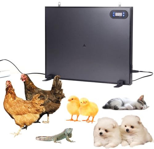 Riscaldatore per Pollaio per L'inverno, Riscaldatore per Pollaio con Riscaldamento Bifacciale 2x100W con Interruttore Indipendente e Display Digitale, per Animali Domestici da Interno Ed Esterno