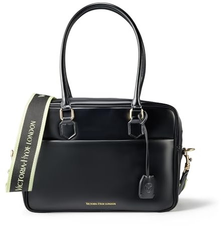 VICTORIA HYDE Damen Handtasche Henkeltasche Große Schultertasche Multi Pocket Top Griff Taschen für Business Büro Schule Einkauf Arbeit-Schwarz