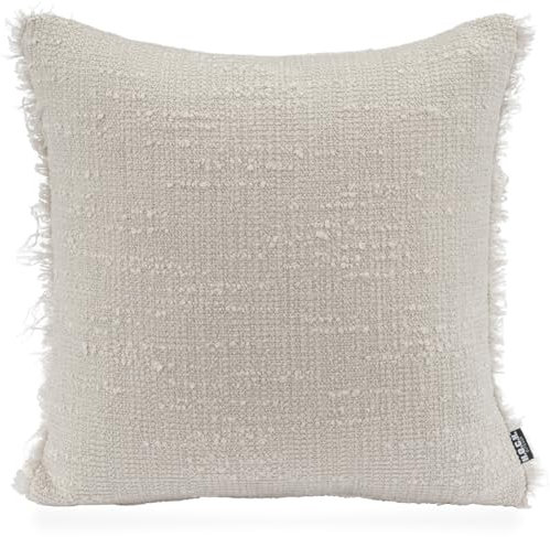 H.O.C.K. Marcal Outdoor + Indoor Kissen Sitzkissen Rückenkissen inkl. Füllung Größen in&Out (beige, 50x50cm mit Fransen)