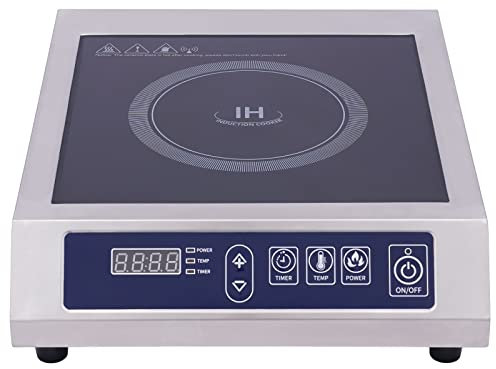 Induktionskochplatte, 3500W Induktionskochfeld, 50KG Tragfähigkeit Edelstahlgehäuse Tragbar Induktionskochplatte, mit Timer On/Off und Isolierfunktion