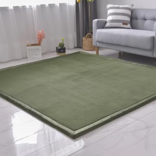 SETHEPACE Spielmatte Baby, 3CM Dicker Krabbelmatte (Olivgrün, 180x200CM) | Hochelastischer Schwamm, Weicher Korallensamt, Rutschfeste Unterseite, Fusselfrei & Langlebig, Hautfreundliche Krabbelteppich
