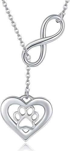 DAYLINLOVE Pfotenabdruck Halskette 925 Sterling Silber Tiere Krallen Katze Hund Haustier Fingerabdruck Hängende Halskette Geschenk für Frauen Mütter Mädchen