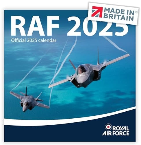 ALLTRADE Calendar 2025 UK Holidays RAF OFFICIAL Royal Air Force Premium Large Wall 2025 Calendar MADE IN BRITAIN® Solar Energy FSC® paper Carbon Capture with trees planted in UK Great Gift