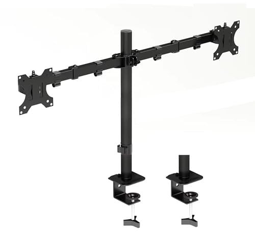 Dual Monitor Desk Mount - Fully Adjustable Arm for 2 Computer Screens up to 32 Inch, Heavy Duty Stand for Desk