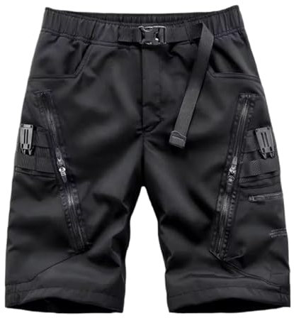 MQMYJSP Pantaloncini cargo tattici estivi da uomo all'aperto casual hip hop dritto al ginocchio pantaloncini, Nero , XL