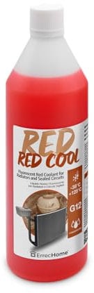 ErrecHome Red Cool, Liquido Radiatore Rosso Fluorescente Concentrato, antigelo G12 con pacchetto inibitore a base organica OAT, 1 Litro