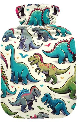 Dinosaurs Hot Water Bottle with Soft Cover Feet Warmer with Soft Cover Hot Water Bag for Neck and Shoulder Pain Relief, 1 Liters