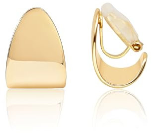 Mrltau 14K Clip Ohrringe Damen, Klipp Ohrringe, Gold Ohrclips Damen Ohne Ohrlöcher, Gold Ohrringe Damen, Statement Ohrringe Gold, Ohrringe Wasserfest Gold