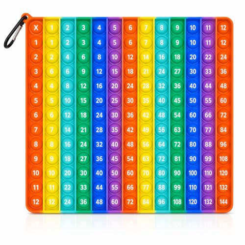 jiuzcare Pop It Push 24x24 cm Pop Bubble Fidget Toys Antistress Sensory Silicone Toy Moltiplicazione Multicolor Educativo per la Matematica Rilassante Popit Adulti e Bambini