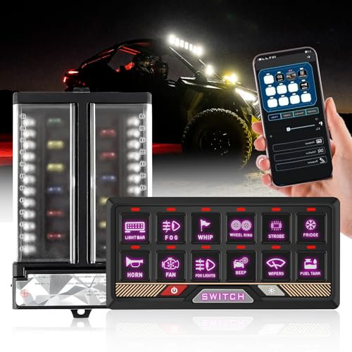 Panneau de commutation à distance Bluetooth Chelhead RGB 12 gangs, contrôle de batterie, interrupteur à impulsion momentané pour contrôle de barre lumineuse LED, application étanche