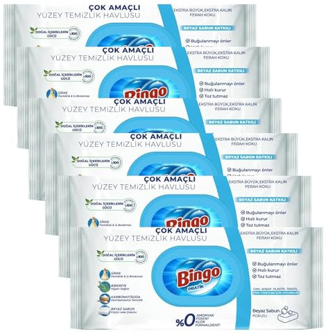 sayy 6 x 96st Bingo Feuchttücher Reinigungs Streifenfrei Oberflächenreinigungstücher Schnell trocknend Inkontinez Reinigung (Neu-Blau6)
