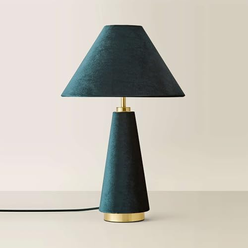 ValueLights | Martha Conical Teal Velvet Table Lamp | Table Lamps & Home Improvements Essential