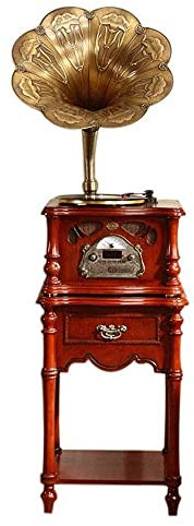 Gramophone, Antique Big Phonograph Turntable Wireless Speaker, with Aux-in, FM Radio, Gramophone Vintage Retro Style kxtmm