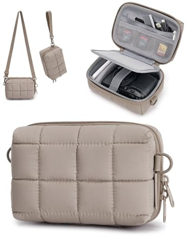 bagsmart Digitalkameratasche, Dehnbare Schutzhülle mit 2 Tragemöglichkeiten, leichte und wasserdichte kleine Kameratasche für Canon PowerShot/Sony DSCW800/DSCW830/GoPro, Kamel