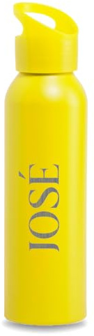 DEREGALOOS Botella Aluminio Mate 600ml Personalizable con Grabado Láser. Ligera y Reutilizable. Cierre Seguro sin BPA. Diseño Deportivo Ideal para Regalo, Gimnasio, Oficina o Uso Diario (Amarillo)