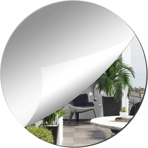 SUEOUX Specchio autoadesivo acrilico 30 cm, rotondo, grande specchio HD autoadesivo, senza cornice, 2 mm, lastre a specchio acriliche, per casa, decorazione, bagno (30 x 30 cm x 2 mm)