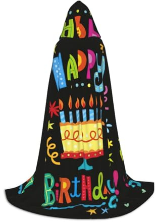 FHIZOAL Happy Birthday Big Cake Halloween Kapuzenumhang für Teenager Hexe Vampire Sensenmann Kostüm Mottopartys Comic Con