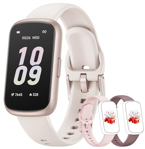 Smartwatch Donna Uomo, 1,47'' Orologio Smartwatch Piccolo con 24/7 Cardiofrequenzimetro, Sonno, Contapassi, Orologio Fitness Resistente 3 ATM Include 3 Cinturini per Android iOS, Oro rosa/Galassia