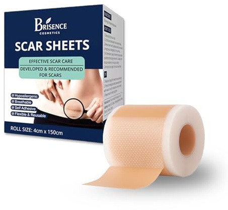 Patchs en Silicone pour Cicatrices et Marques Cutanées – 4 cm x 150 cm, Réutilisables et Auto-adhésifs, Respirants et Hypoallergéniques, Soins Cosmétiques de la Peau
