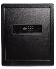 NIKCORP - Tresor für Zuhause 45x38x32, Möbeltresor aus Stahl mit Gepolstertem Innenraum aus PU-Leder, Geldverstecke, Schwarz, Biometrischem Fingerabdruck