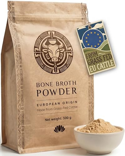 Beef Bone Broth Powder - 500g - Grass Fed EU Origin - Bone Broth Collagen Protein Powder - Muscle Growth, Bone Health and Skin Quality
