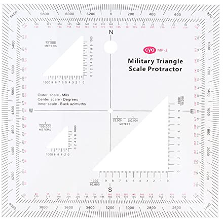 12,7 x 12,7 cm MGRS scala di coordinate lettura e navigazione terrestre mappa topografica scala goniometro 3 tipi di scala goniometro MGRS scala di coordinate lettura mappa e navigazione terrestre