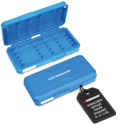 Robinson VDE Vorfachbox | Angelbox für vorgebundene Vorfächer, Feeder | Pin-System für vorgebundene Vorfächer · Sicherer Magnetverschluss mit Dichtung · Bruch- & feuchtigkeitsgeschützt · Schlank