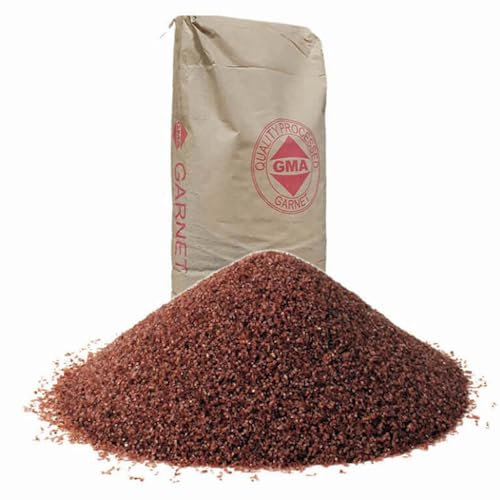 LordsWorld - Garnet Sabbia per Sabbiatrice - 8 Mohs, Riutilizzabili 8 Volte, Ideale sui metalli, Legno e Pietre. Sabbia Sabbiatrice per Metalmeccaniche, Carrozzerie, Edile e Navale (25Kg, 30-60 Mesh)