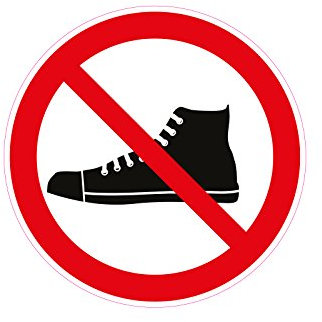 1 x Aufkleber Warnzeichen Chucks Verboten Turnschuhe Schuhe Warnung Sticker NEU
