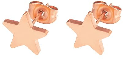 inSCINTILLE Orecchini Lucidi Donna a Lobo con Stella o Cuore in Acciaio Inossidabile (Stelle Oro Rosa)
