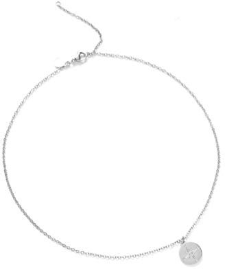 Kim Johanson Edelstahl Damen Halskette *Verschiedene Motive & Farben* in Roségold, Gold & Silber Freundschaftskette, Geschenk, Glücksbringer, Schmuck, Kette inkl. Schmuckbeutel (Kompass - Silber)